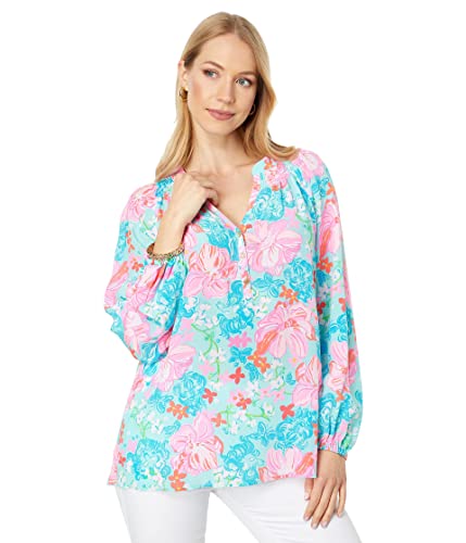 Amazon.com: Lilly Pulitzer Elsa Top Surf Blue Luscious Lions LG